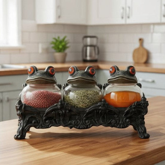 Gothic Frog Spice Jar With Tray