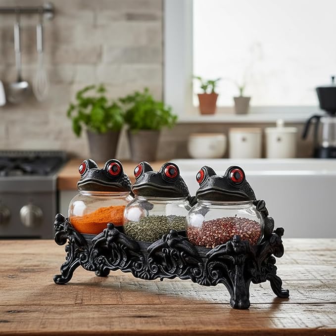 Gothic Frog Spice Jar With Tray