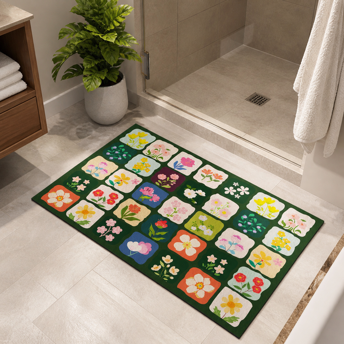 Aesthetic Flower Design Door Mat
