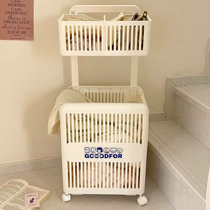 Foldable Laundry Storage Trolley Cart