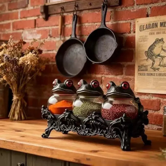 Gothic Frog Spice Jar With Tray